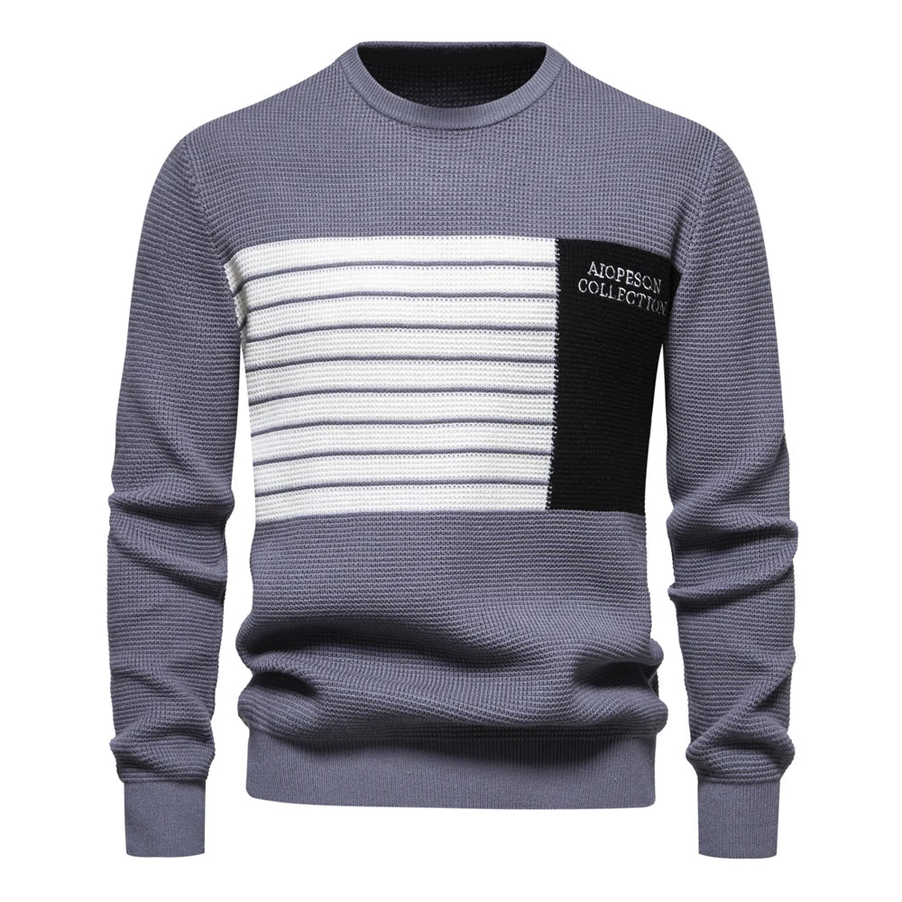 AIOPESON Fashion Stripe Youth Sweater for Men Casual.