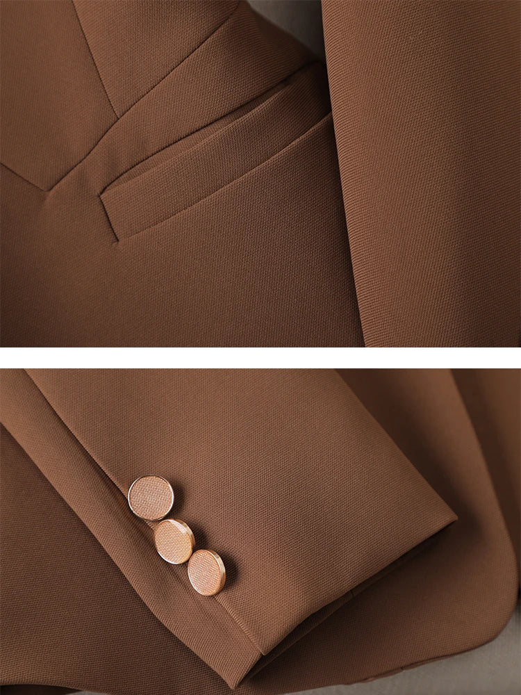 Office Ladies Formal Blazer Women Beige Coffee Black Female Work .