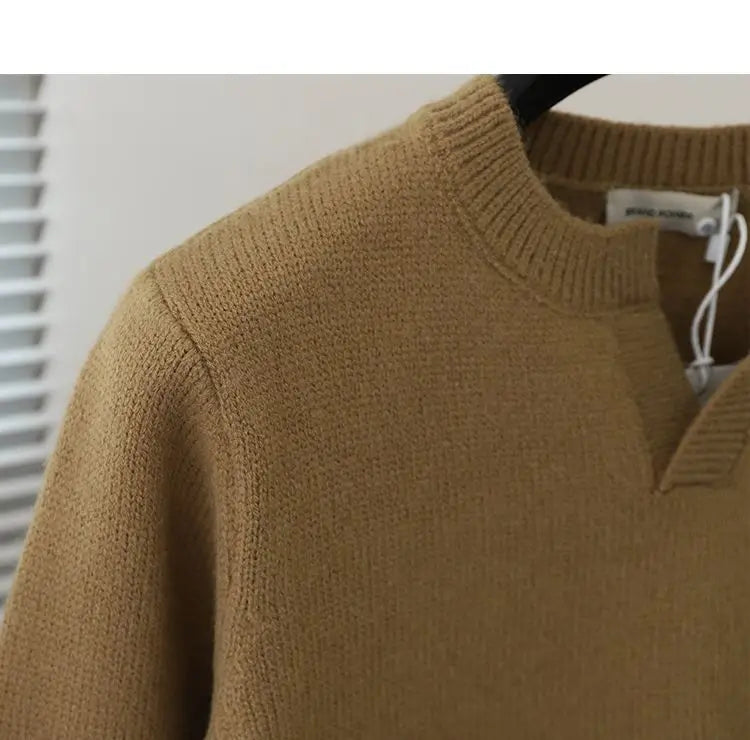 2023 Autumn and Winter Korean Edition Simple Solid Color Pullover Round Neck Soft and Versatile Popular Underlay Knitted Sweater