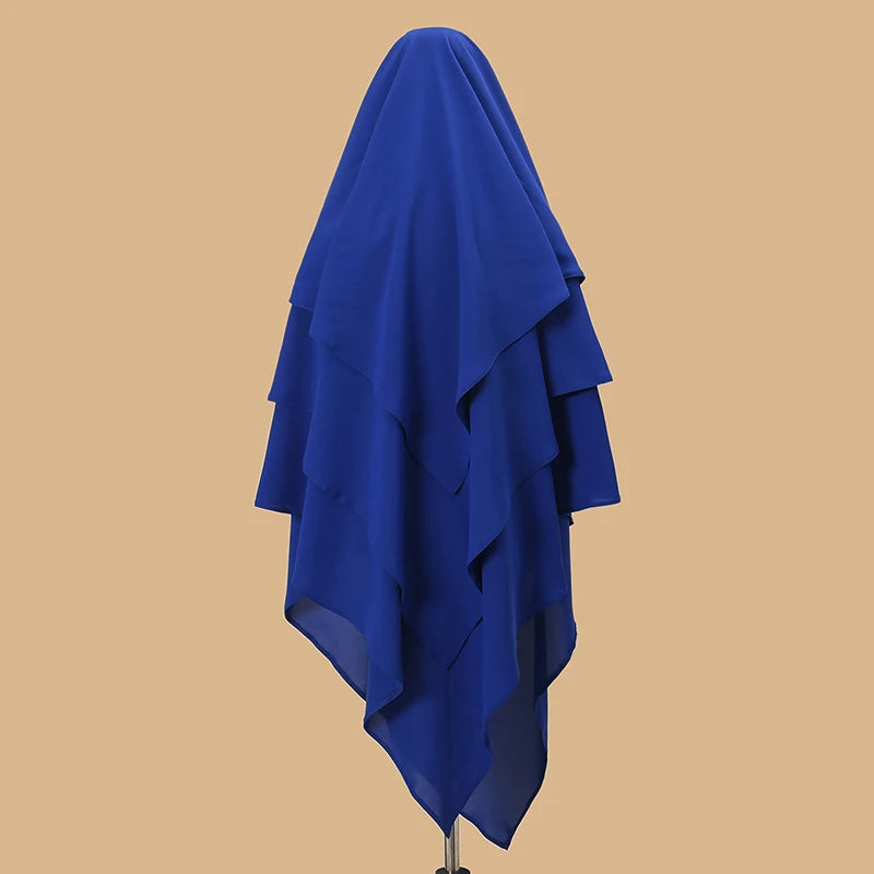 New Poka Khimar Hijab 3 Layer Prayer Garment Plain Muslim Long.