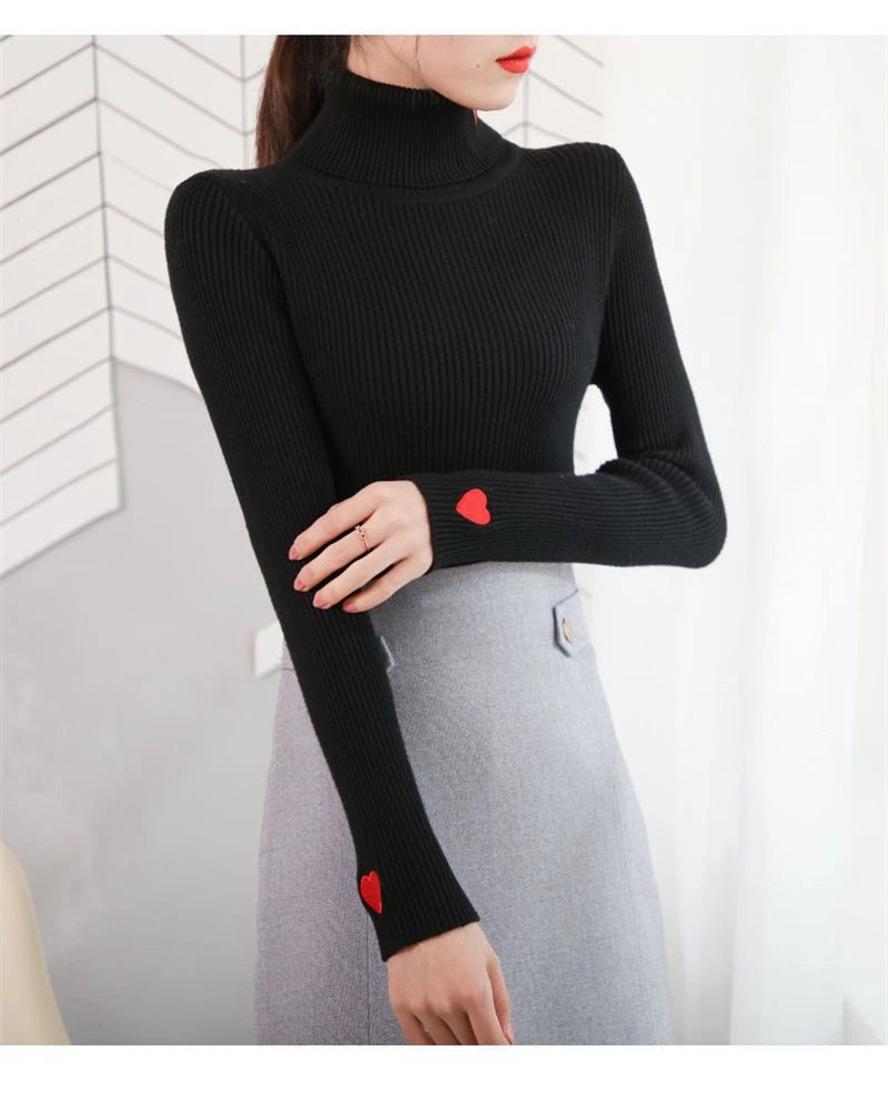 Fashion Turtleneck Pullover Sweater Elegant Long Sleeve .