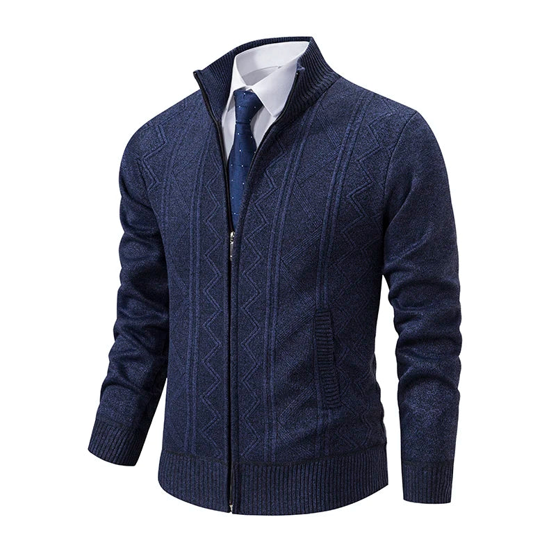 Men's Knitted Cardigan Jacket Autumn Winter Plush Sweater Men's.