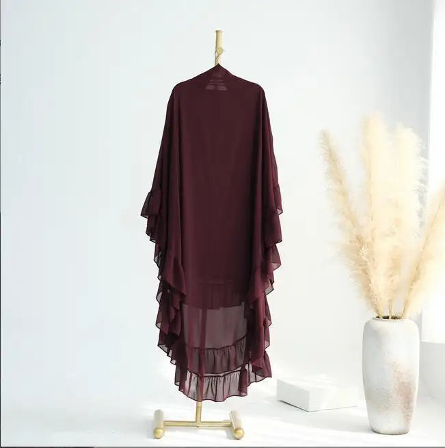 Islamic Long Khimar Ramadan Muslim Chiffon Hijab Women.