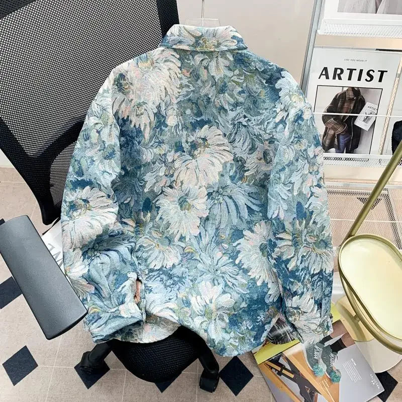 American Style Jacquard Printing Oil Painting Casual Jacket For Men.