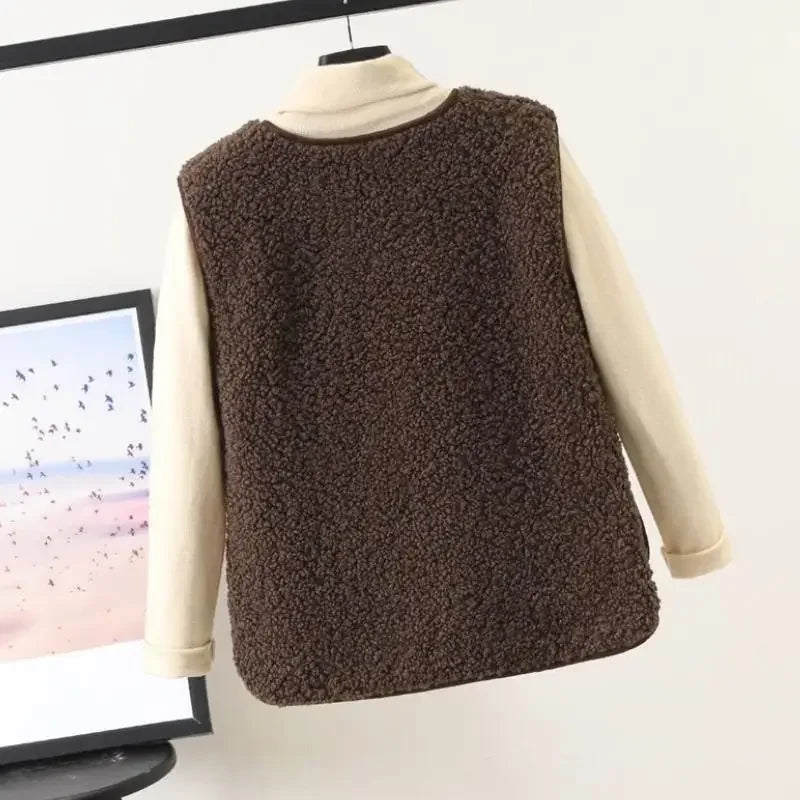 Vests New Spring Autumn Women Button Waistcoat Lamb Hairs .