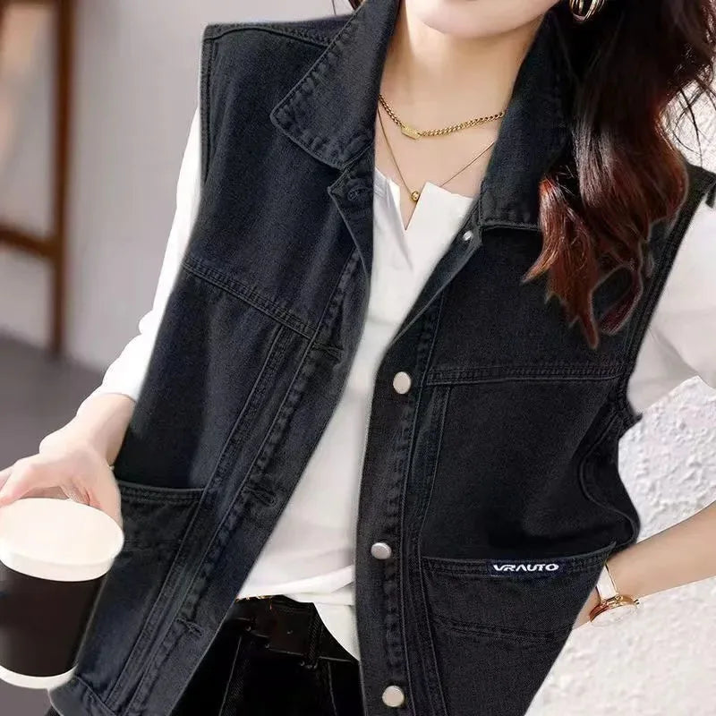 Fashion Women Cowboy Waistcoat Outwear Lady.