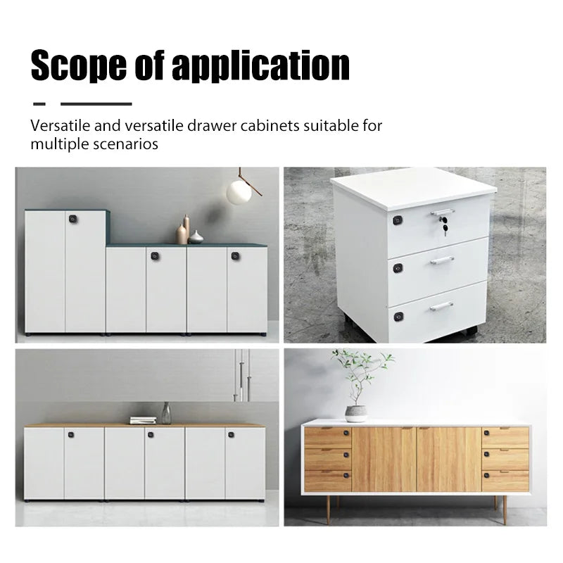 Biometric Fingerprint Lock Black Keyless Cabinet Lock Smart Drawer Locks .