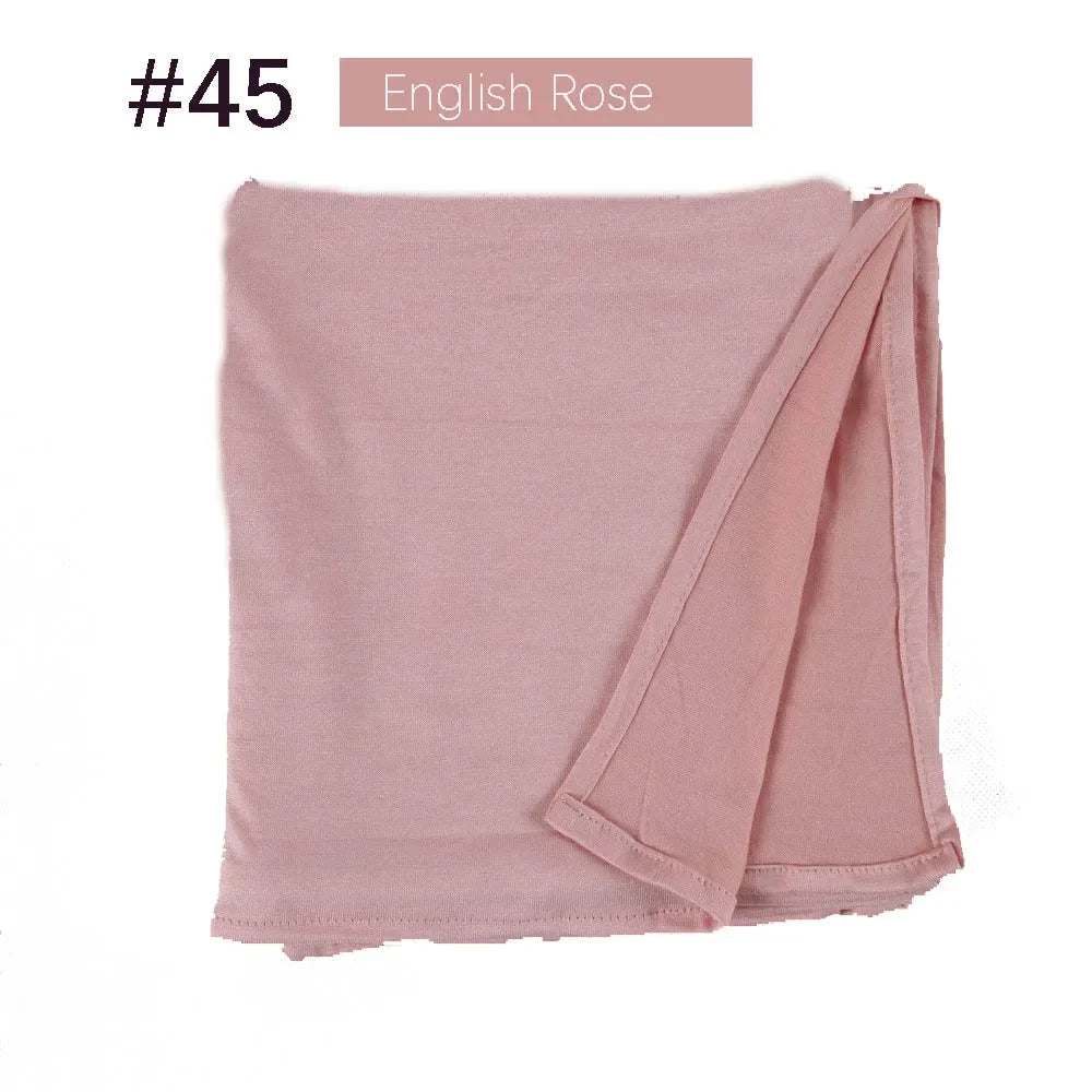 Muslim Women Stretchy Jersey Hijab Plain Cotton Jersey Hijabs  Islamic Soft Turban Head Wraps Headscarf 170X60cm