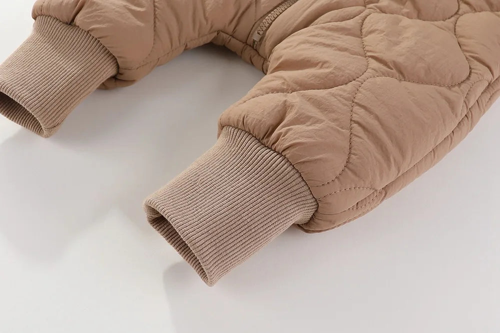 Newborn winter plush and thick cotton jacket Korean cartoon baby clothing baby jumpsuit 0-3 year old baby outdoor clothing