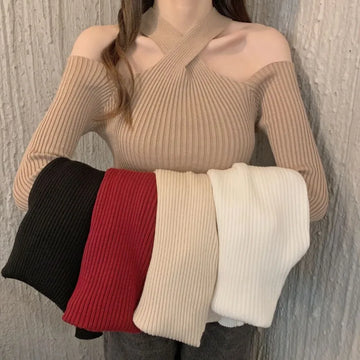 Long Sleeve Pullover Sweater Autumn Casual Slim Fit.