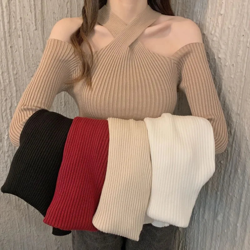 Long Sleeve Pullover Sweater Autumn Casual Slim Fit.