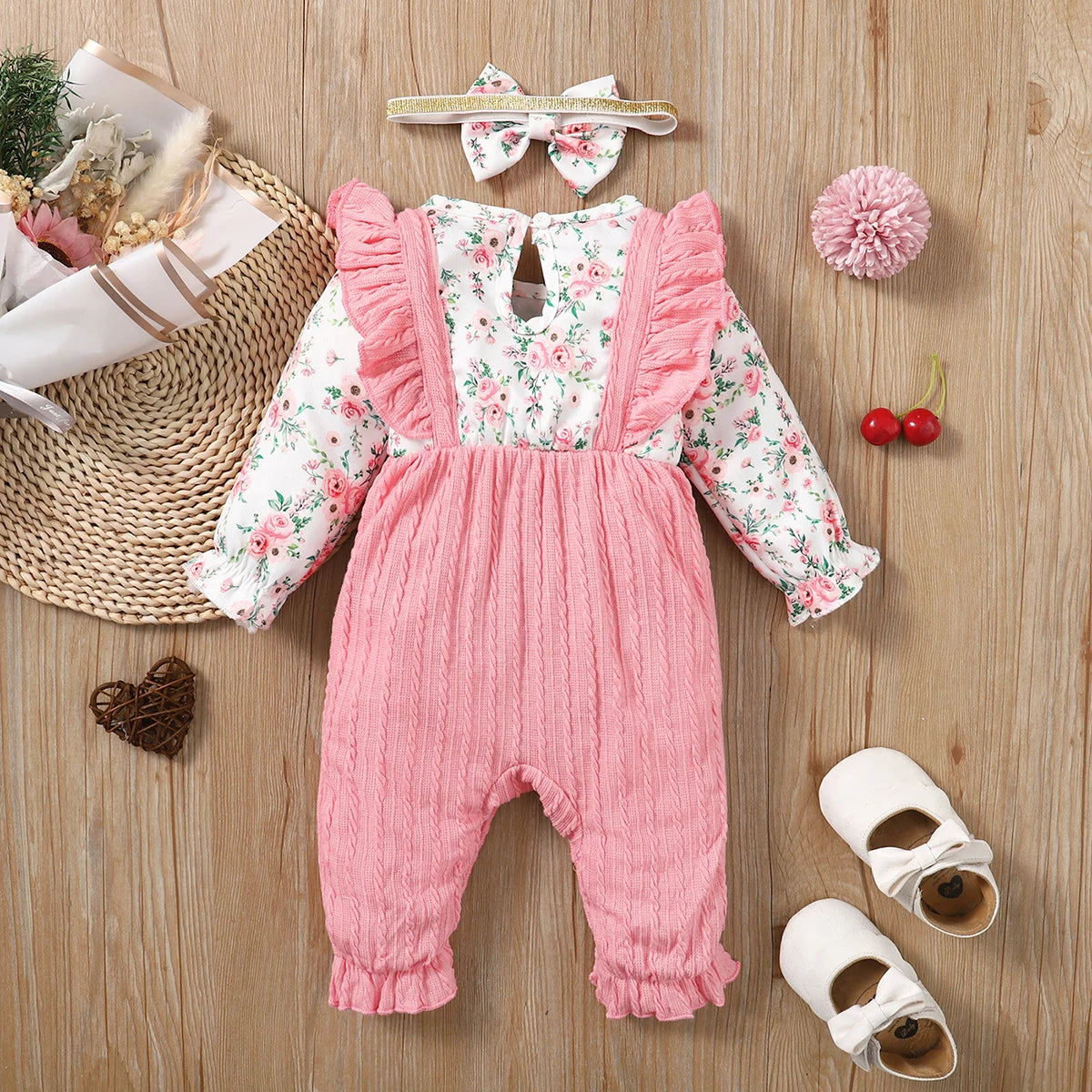 0-18 Months Newborn Baby Girl Romper Cute Floral Long Sleeve .