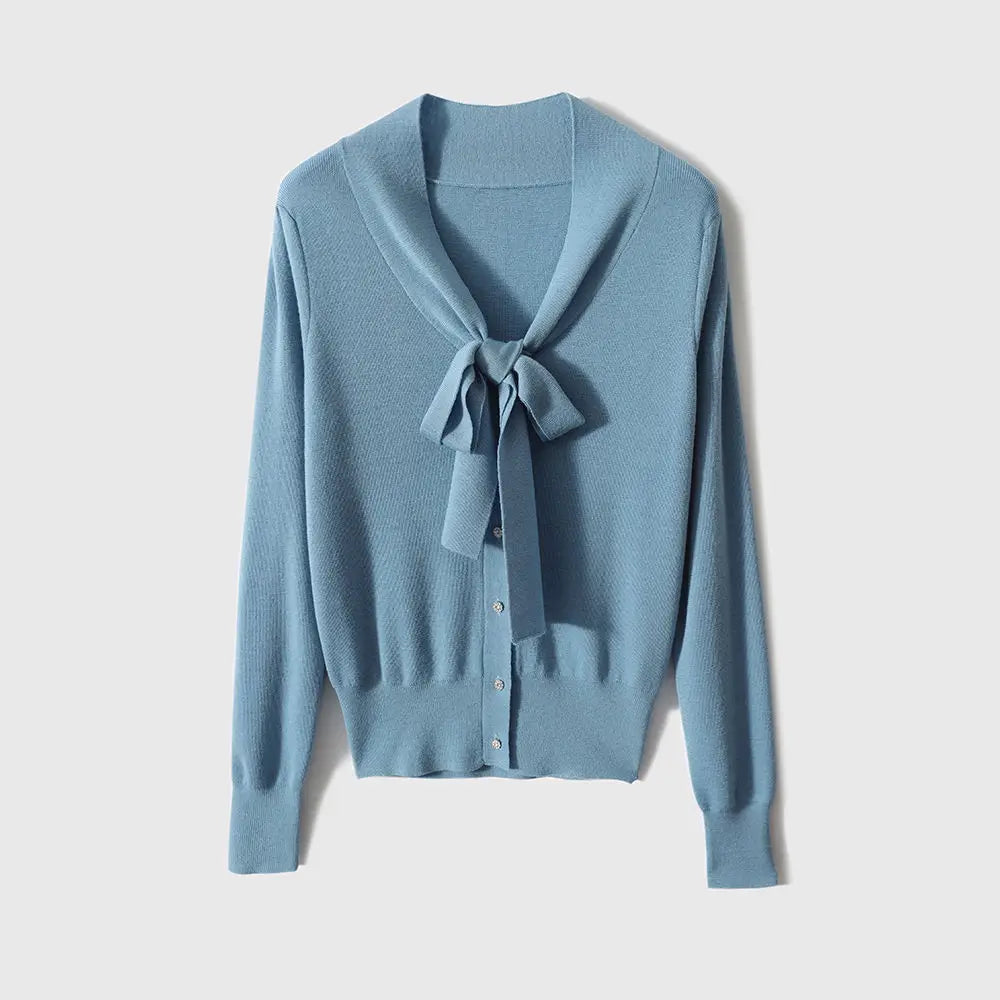 Women Clothing Fashion Elegant Scarf Collar Pullover Autumn Winter.