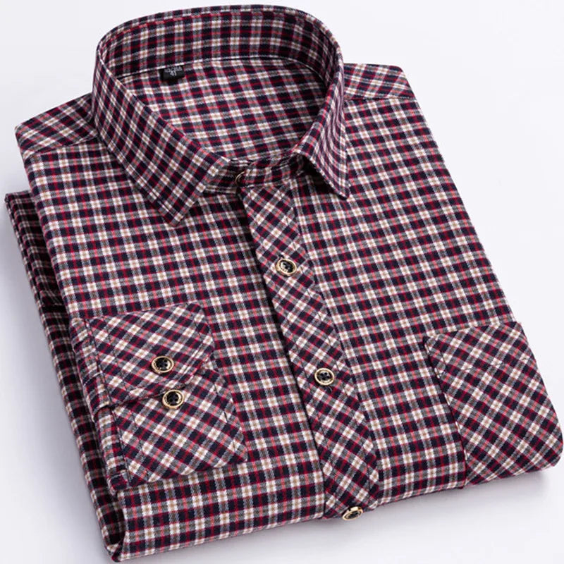 New Men's Plaid Shirts Long Sleeve Checked Shirt Formal Fashion.