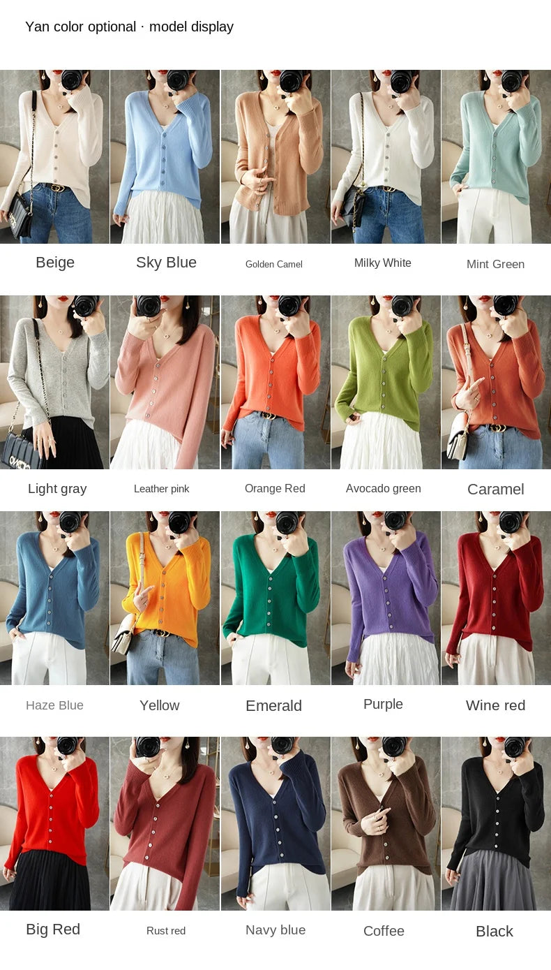 New V-Neck Temperament Small Fragrant Wind Women Loose Sweater .
