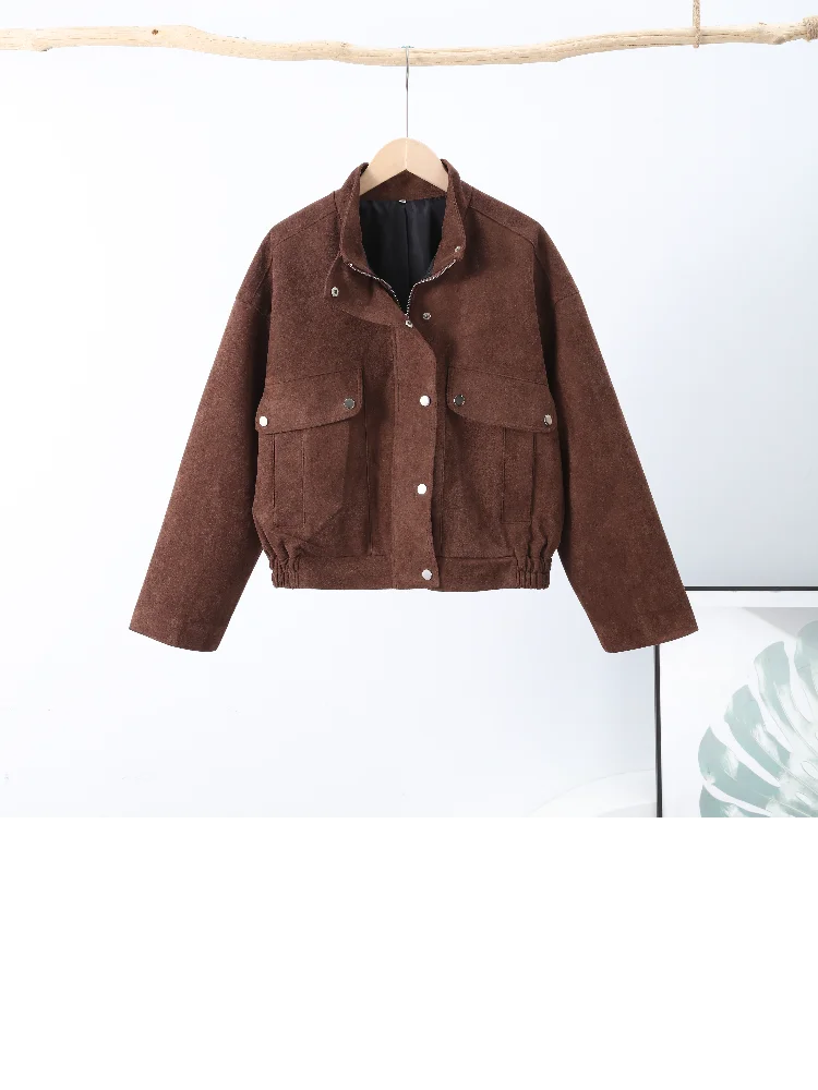 Street Suede Women's Jackets Vintage Brown.