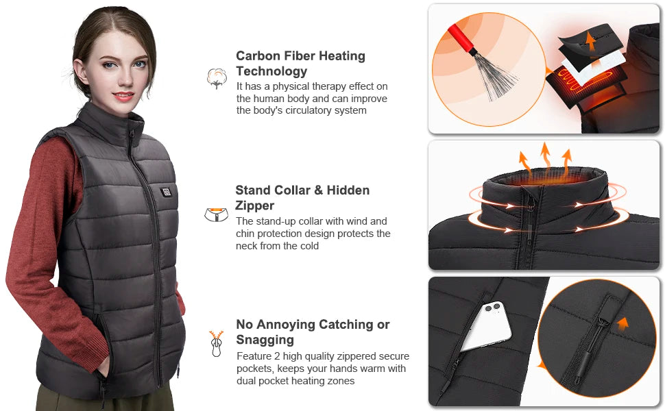 Women Heated Vest Electric Heated Jackets Women Sportswear.