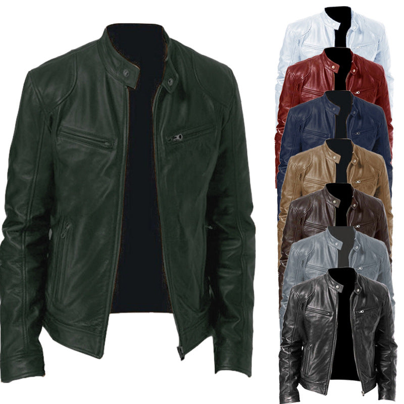 Mens Leather Jacket Autumn Winter Business Gentleman.