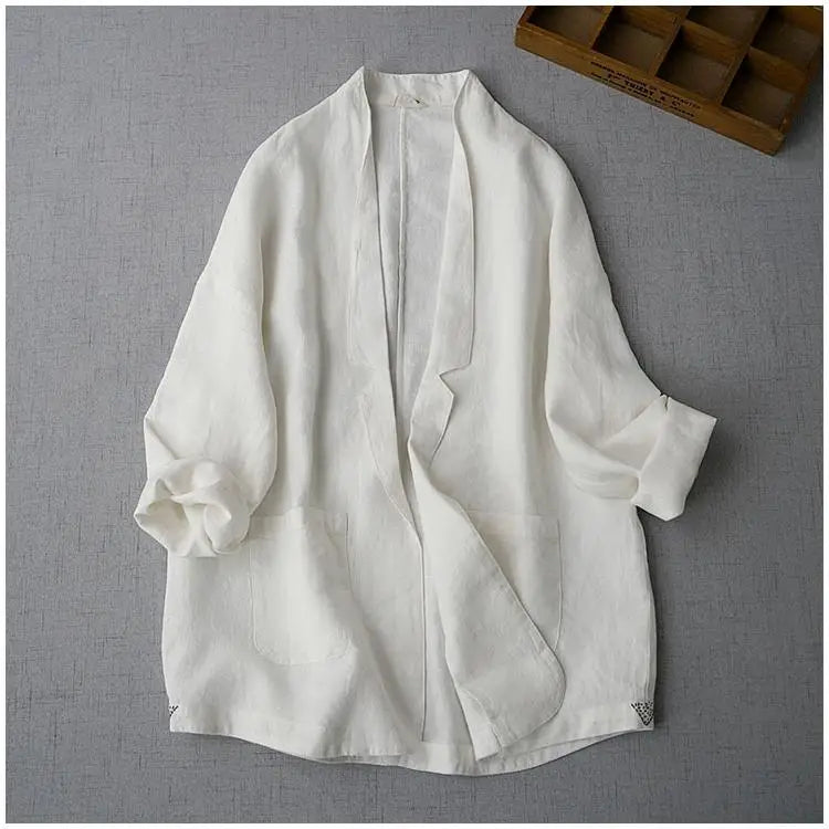 Nomikuma Causal Women Cotton Linen Blazer .