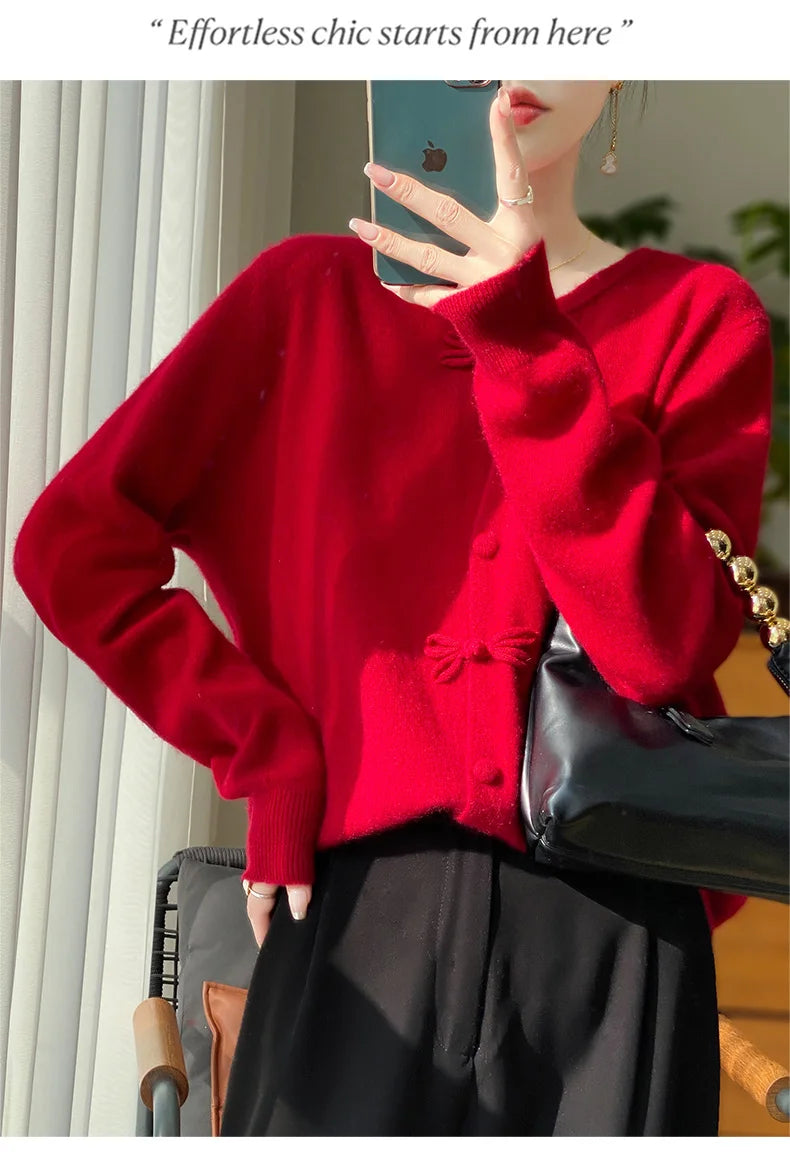 Women New Fashion Autumn Winter 100% Merino Wool Sweater .