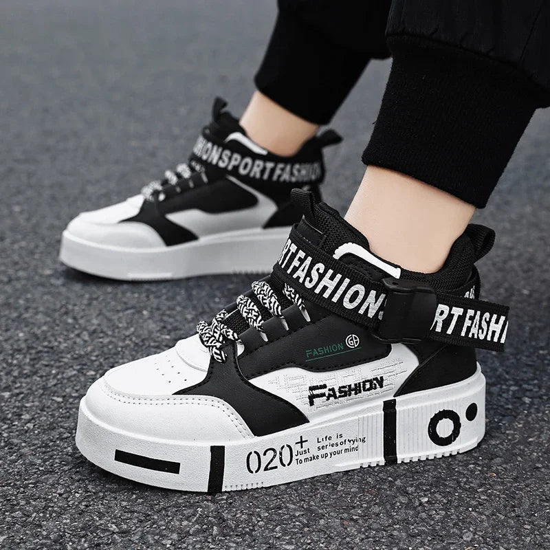 Kids Fashion Sports Shoes Boys High Top Board Shoes.
