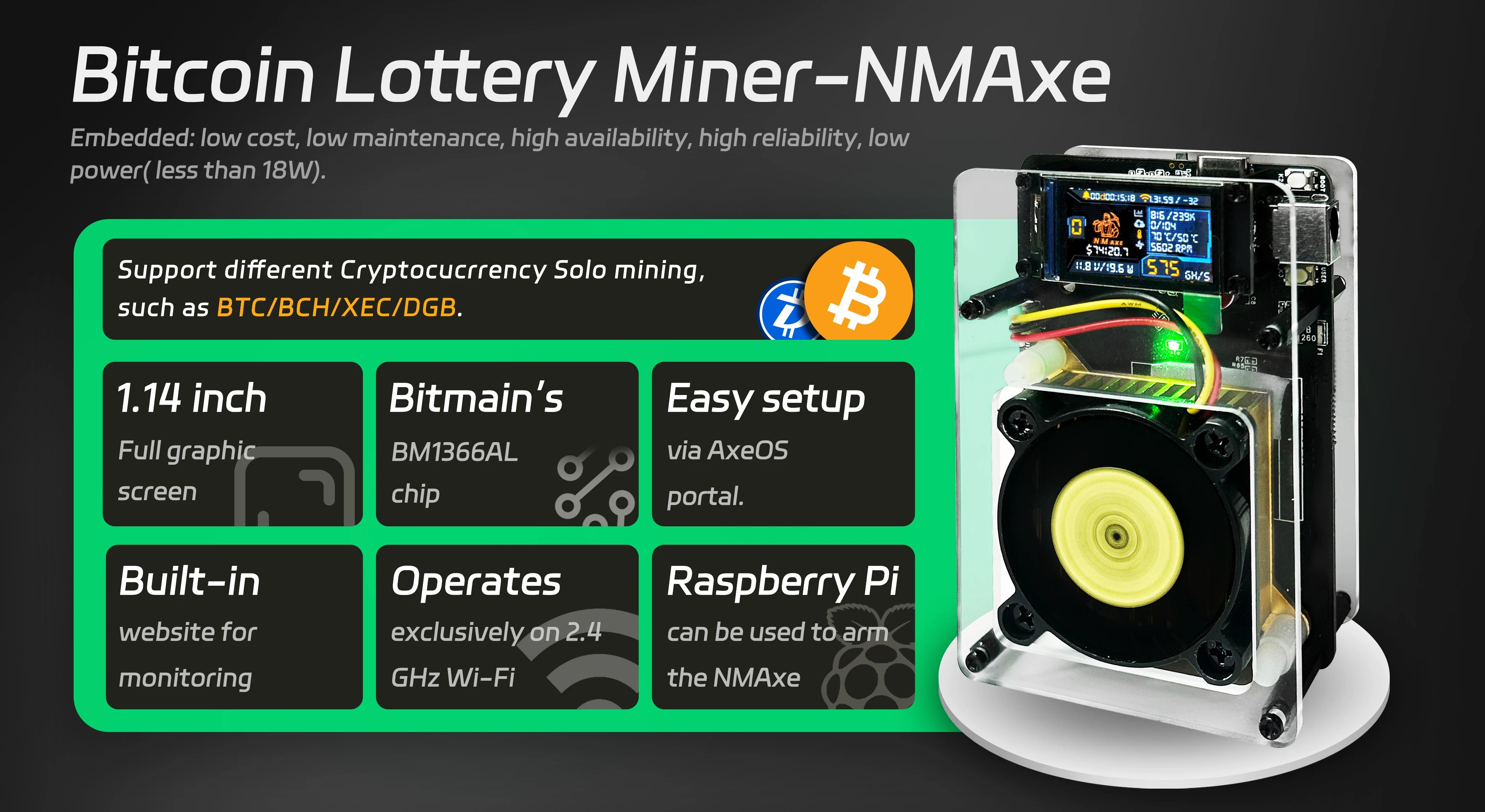 NMAxe Bitcoins NMMiner Official Ultra BM1366 ASIC Chip Solo.
