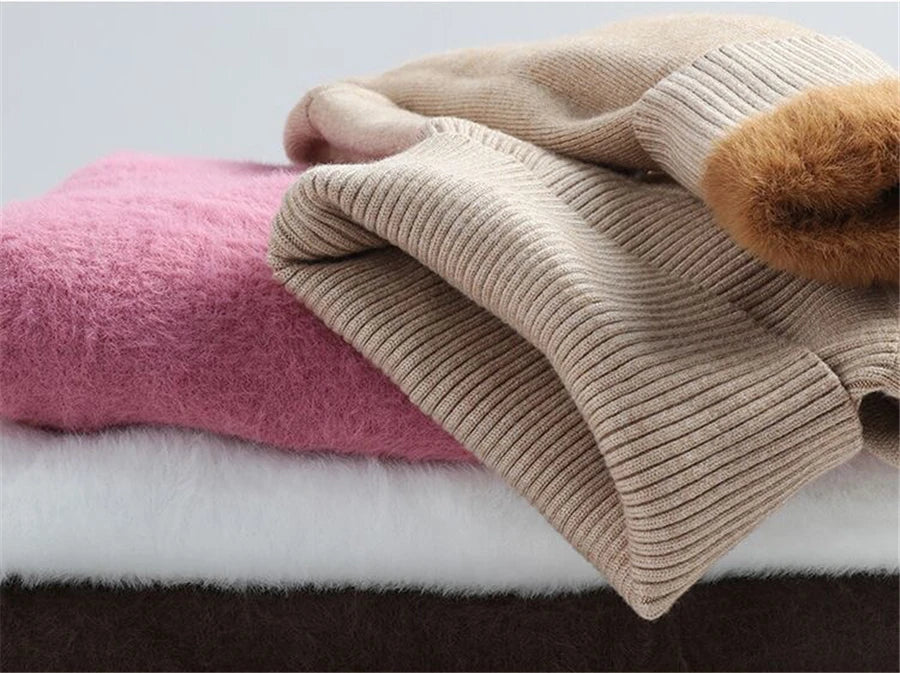 Turtleneck Winter Sweater Women Elegant Thicken Velvet.