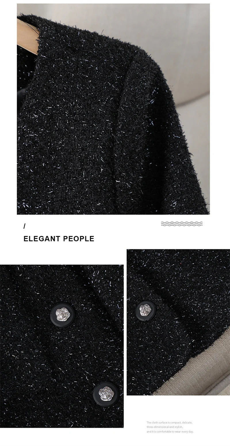 NewKorean Fashion Small Fragrance Tweed Jacket Women .