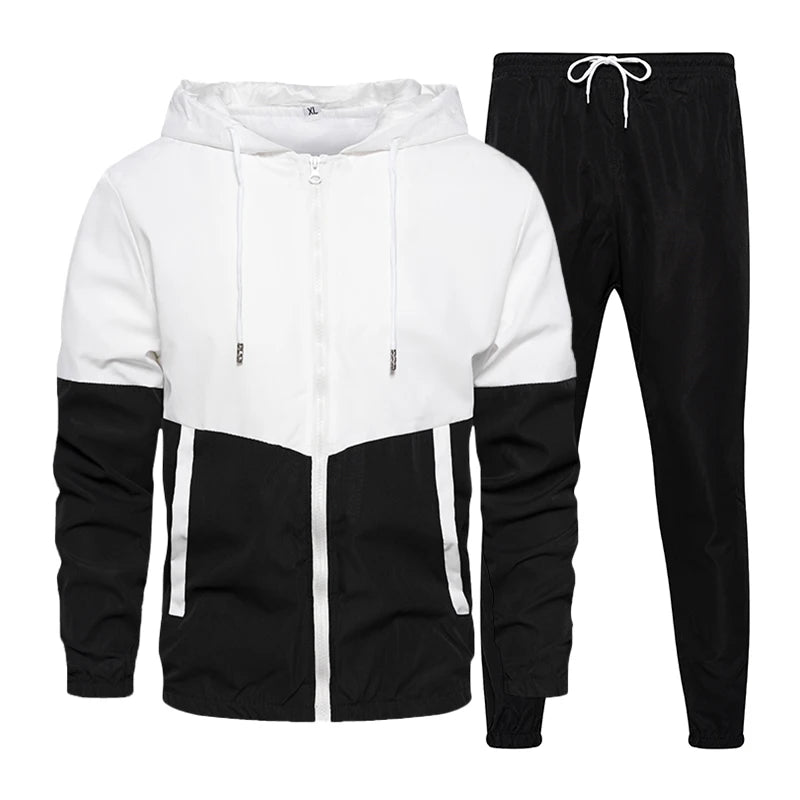 Spring Autumn Men Tracksuit Casual Set Mens Joggers Hooded Sportswear Jackets Pants 2 Piece Sets Hip Hop Running Sports Suit