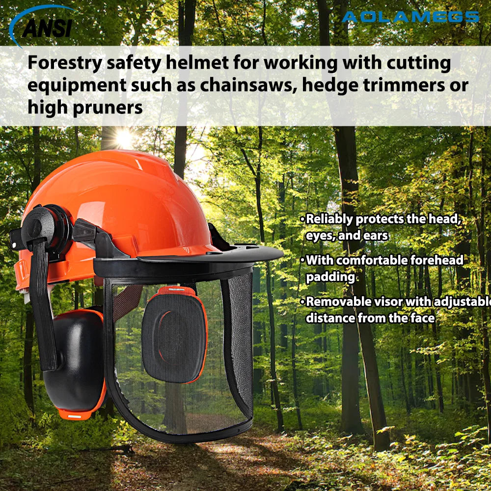 Forestry Safety Helmet Set Multifunction Protective Hard Hat Full Face.