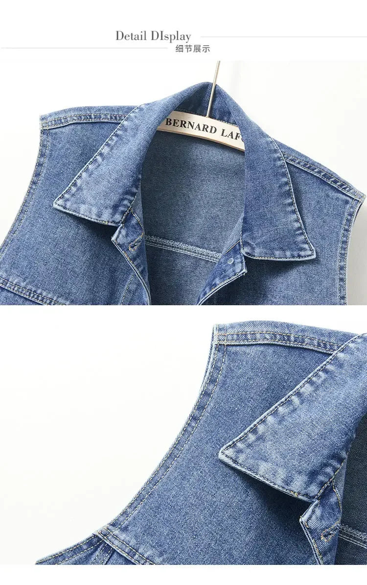 Casual Denim Vest for Women in Spring and Autumn .