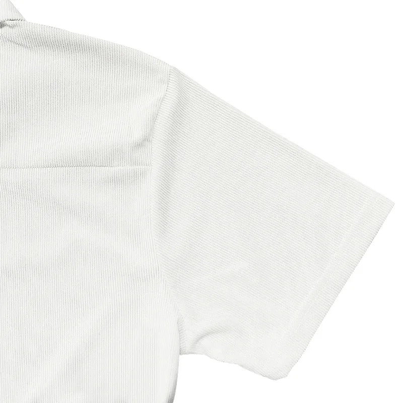 Casual Mens Corduroy Suits Short Sleeve Zipper Polo Shirts And Pants Mens Two Piece Sets Streetwear 2024 Summer Fashion Outfits