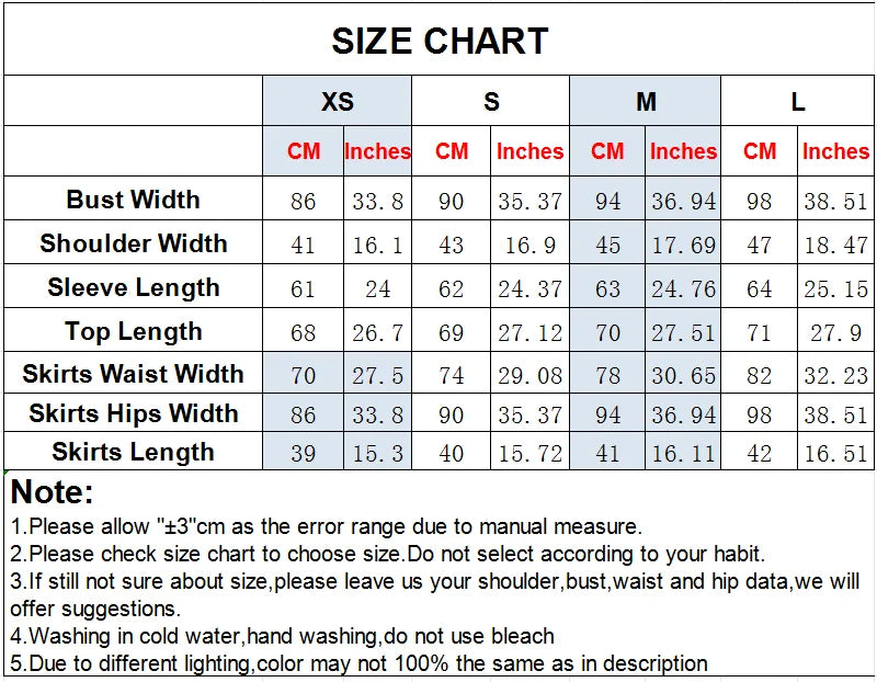 HXAO Elegant Skirts Set For Women's 2 Pieces Outfit.