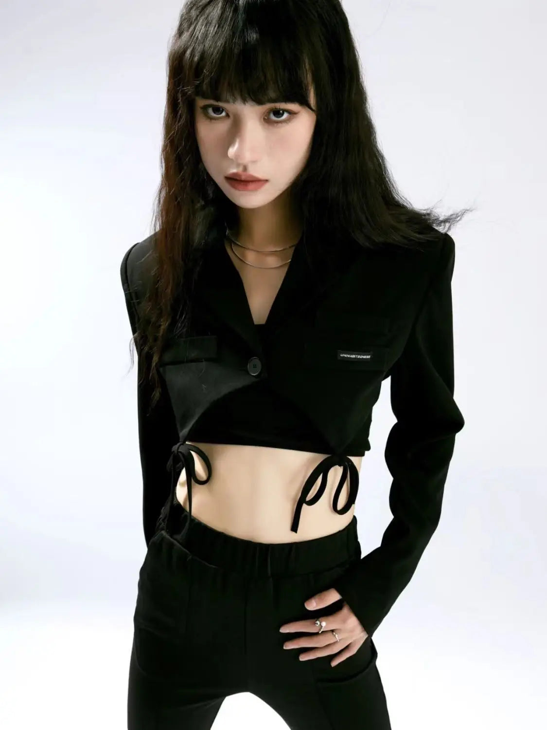 Cropped Bows Blazers for Women Y2k Clothes Harajuku Sexy High Street Coats