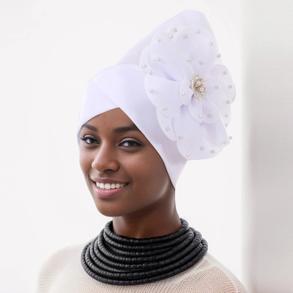 Elegant African Lady Head Wraps Nigeria Party Headwear .