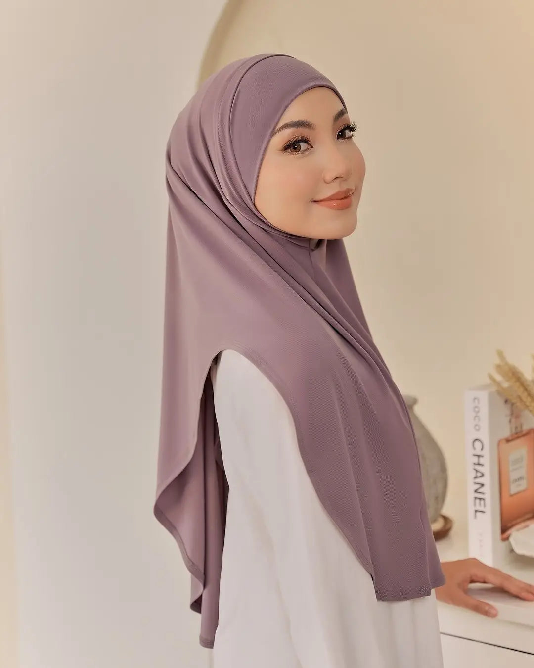 Ready to Wear Instant Hijabs Double layered Chiffon Solid Headscarf.
