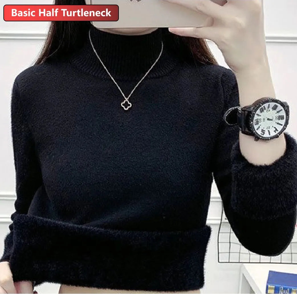 Turtleneck Winter Sweater Women Elegant Thicken Velvet.