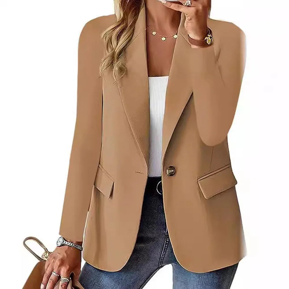 Women OL Blazer Spring Autumn Female One Button Long Sleeve.