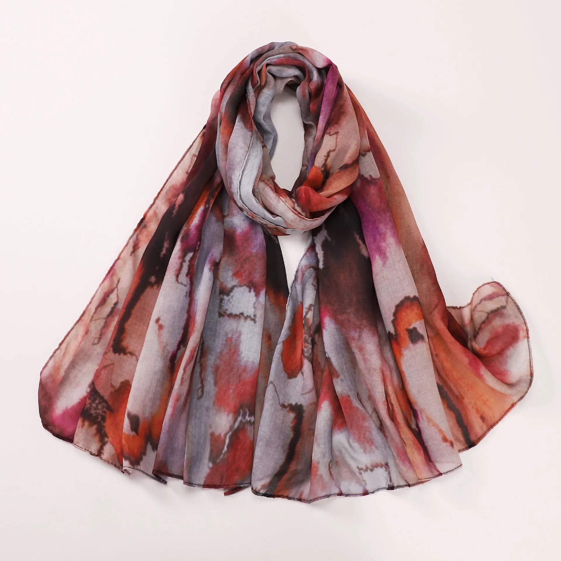 Women Scarves Bohemian Watercolor Muslim Hijab Floral Printed .