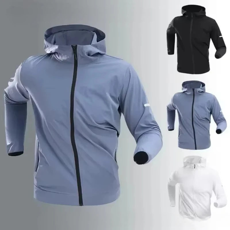 Autumn/Winter Men's Outdoor Running Fitness Morning Jogging Sports Quick-Dry Windproof Cycling Training Jacket and Tracksuit