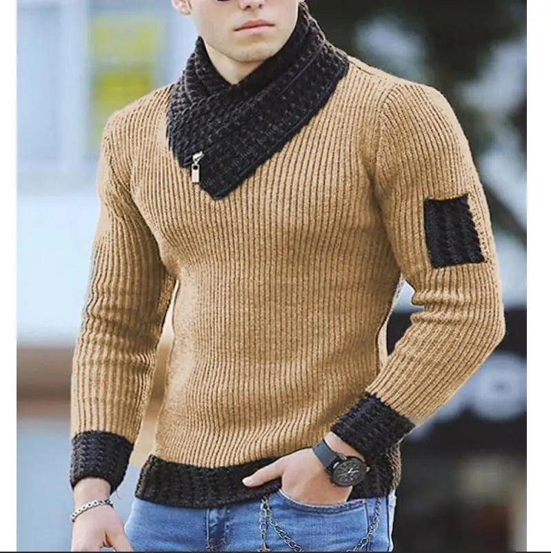 Sweater Turtleneck Men Winter Fashion Vintage Style Sweater.