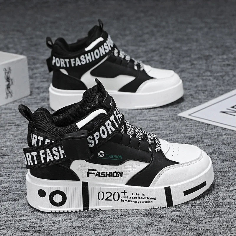 Kids Fashion Sports Shoes Boys High Top Board Shoes.