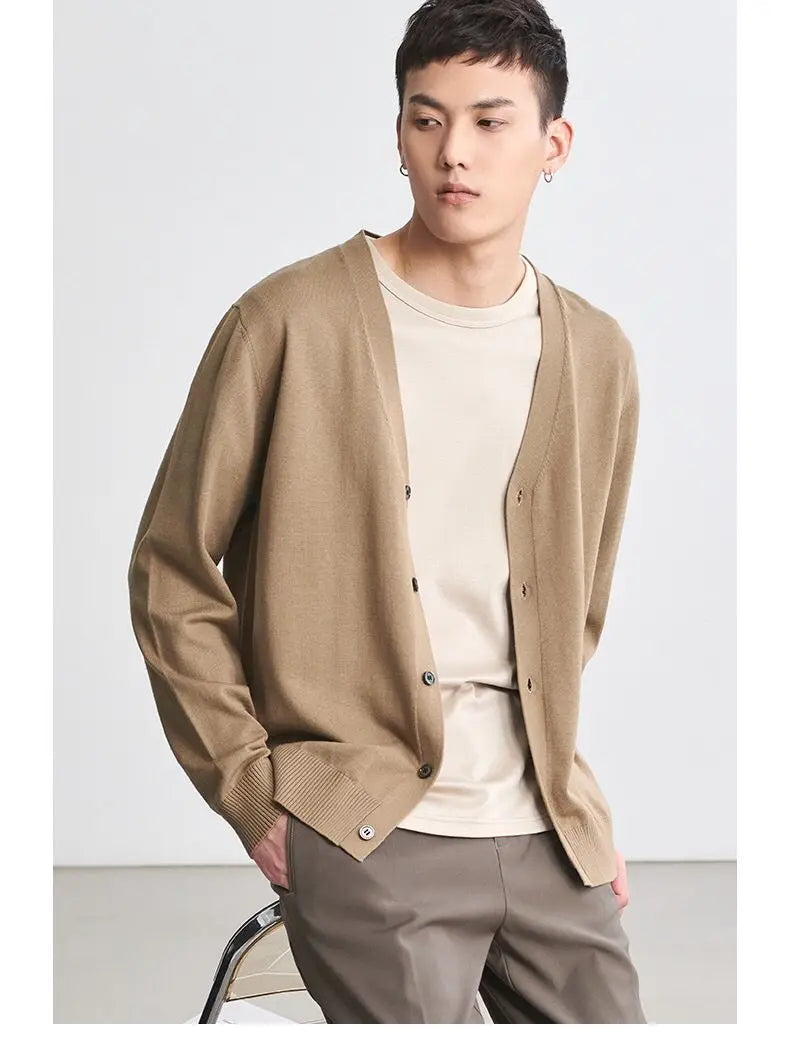 Men's Clothing Autumn Winter Long Sleeve Tops T-Shirts V-neck.