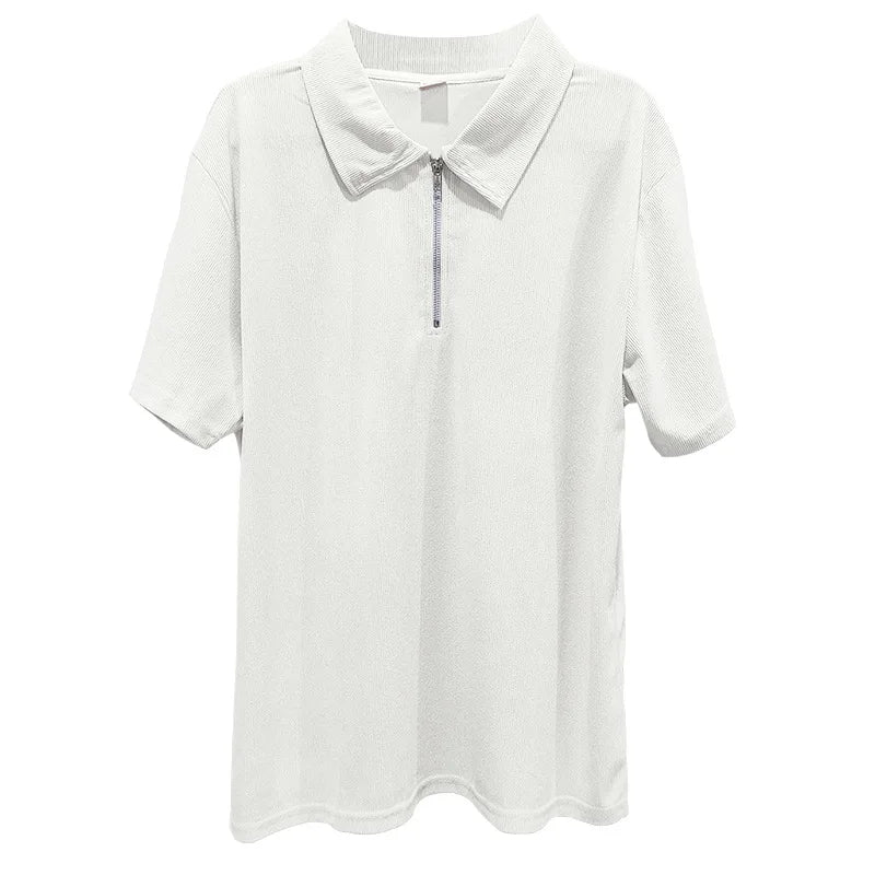 Casual Mens Corduroy Suits Short Sleeve Zipper Polo Shirts And Pants Mens Two Piece Sets Streetwear 2024 Summer Fashion Outfits