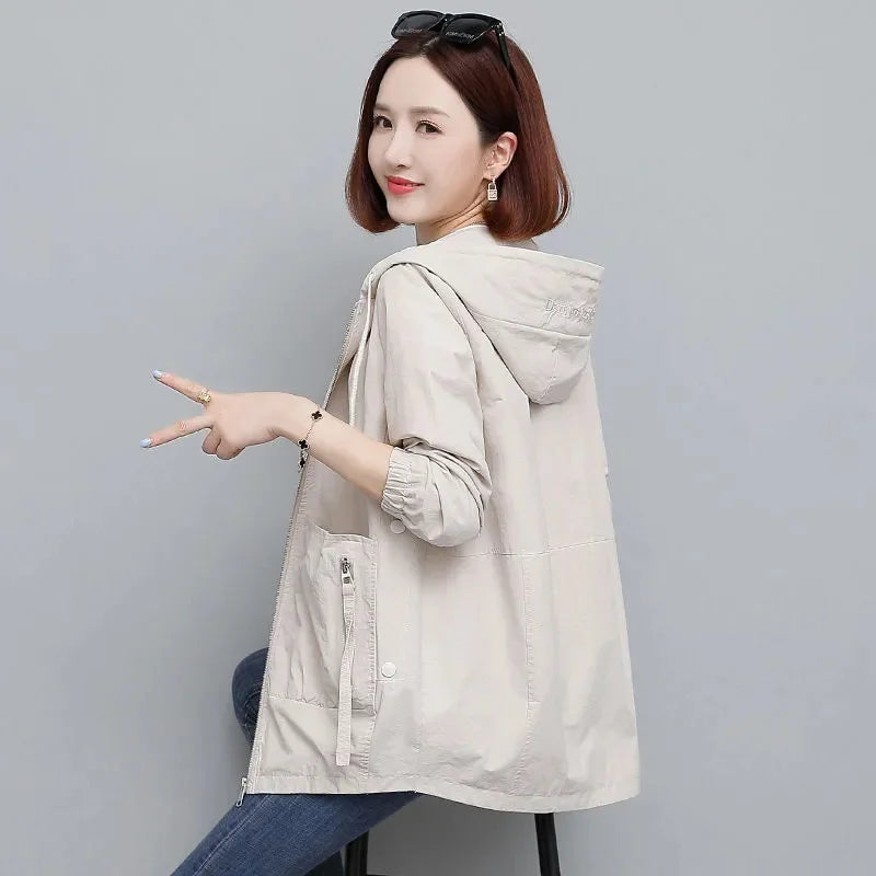 NEW Autumn Women's Jacket Windbreaker Female Hooded.