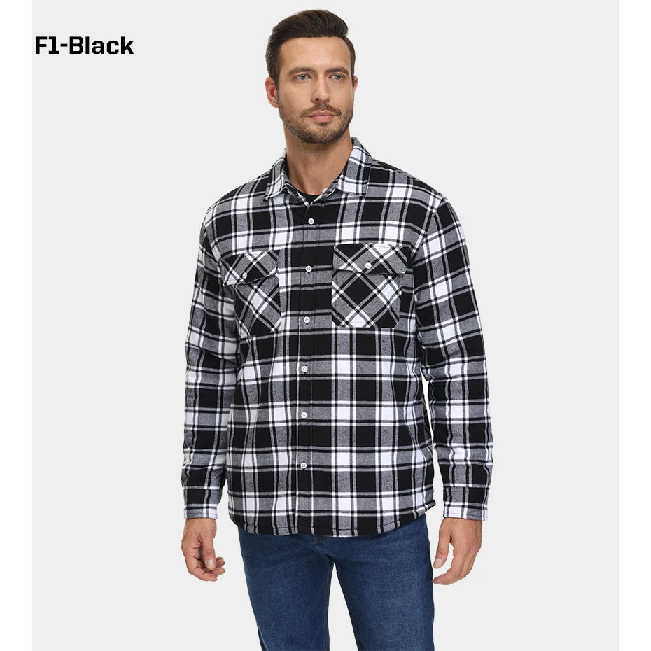 MAGCOMSEN Men's Fleece Plaid Flannel Shirt Jacket.