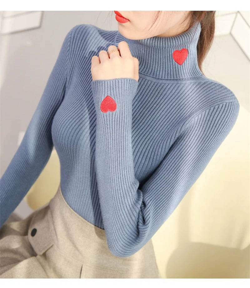Fashion Turtleneck Pullover Sweater Elegant Long Sleeve .
