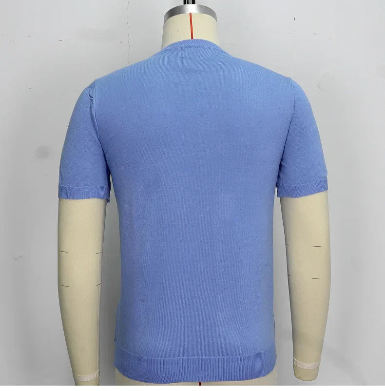 Men's Polo Shirts Vintage Striped Lightweight Knit Golf Shirts Classic Casual Short Sleeves Tops Male Business Social Shirt