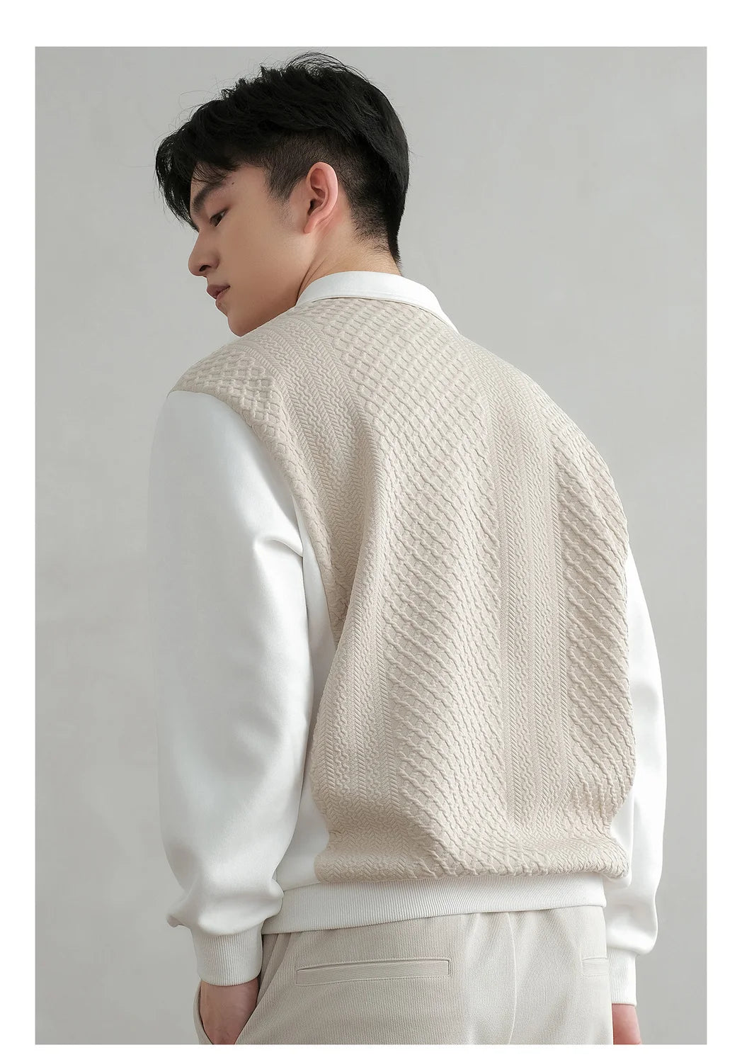 Trend Fashion Men Polo Shirts Spring Autumn New Lapel Half Zipper Fake Two Pieces Contrast Color Korean Casual Long Sleeve Tops