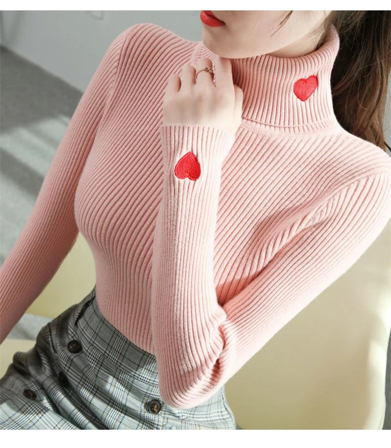 Fashion Turtleneck Pullover Sweater Elegant Long Sleeve .